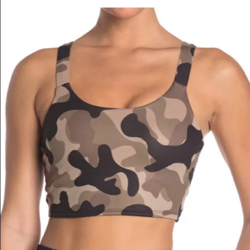 NWT X By Gottex Brown Green Cocoa Camo Tank Sports Bra Womens Small